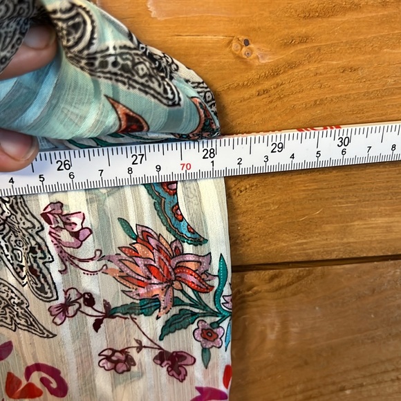 Daniel Rainn Top Womens 2X Colorful Boho Print Long Sleeve Tie Neck Peasant Soft - Picture 4 of 9